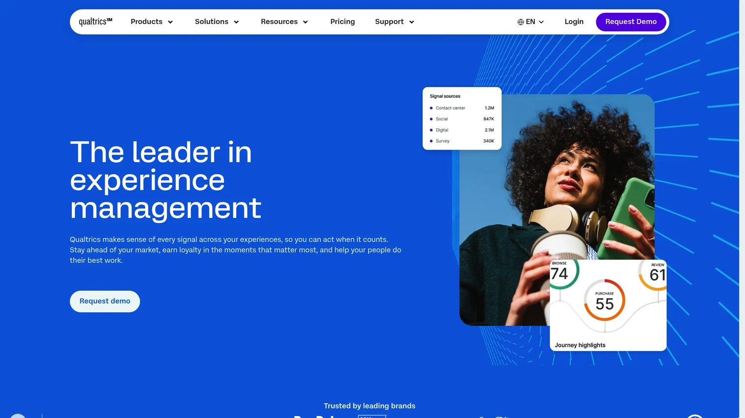 Qualtrics experience management platform homepage