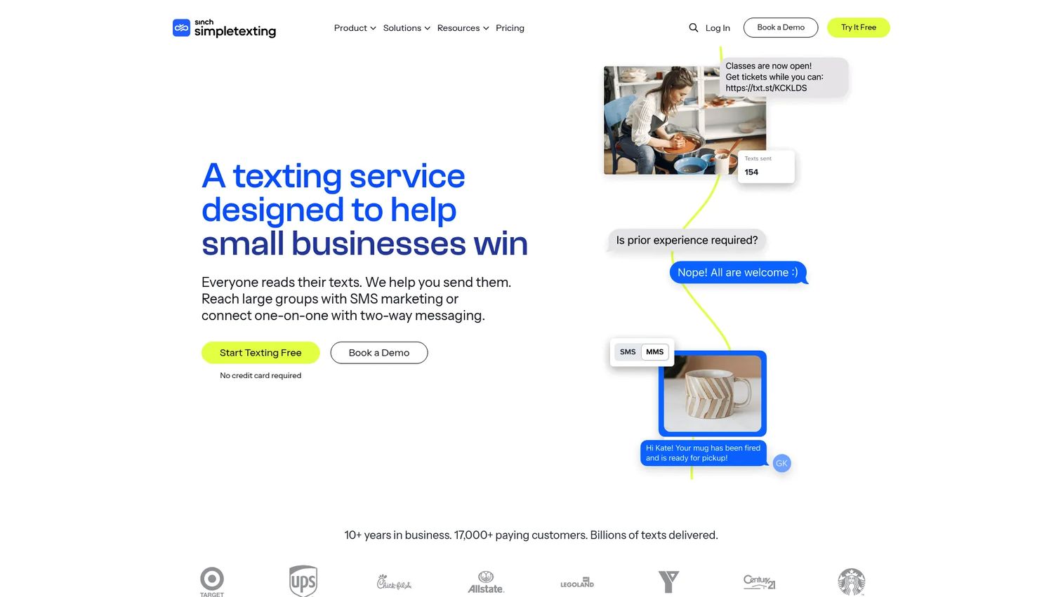 SimpleTexting SMS reminder and marketing platform