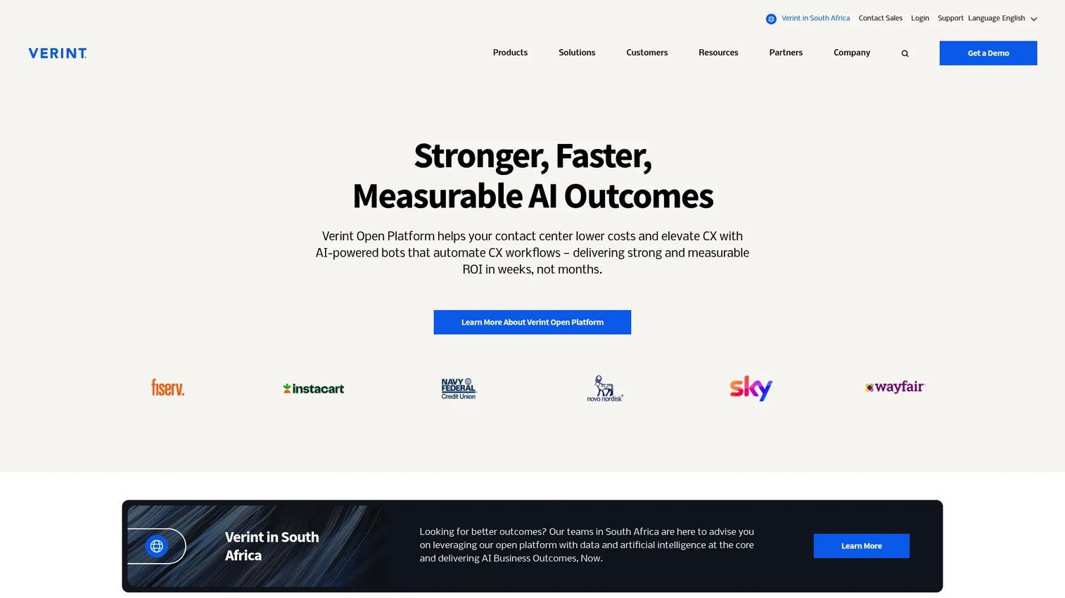 Verint Voice of the Customer enterprise CX platform homepage