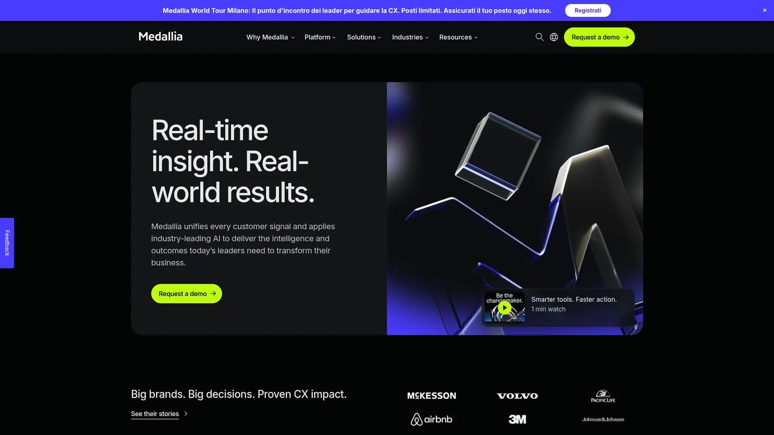 Medallia Experience Cloud experience management platform homepage