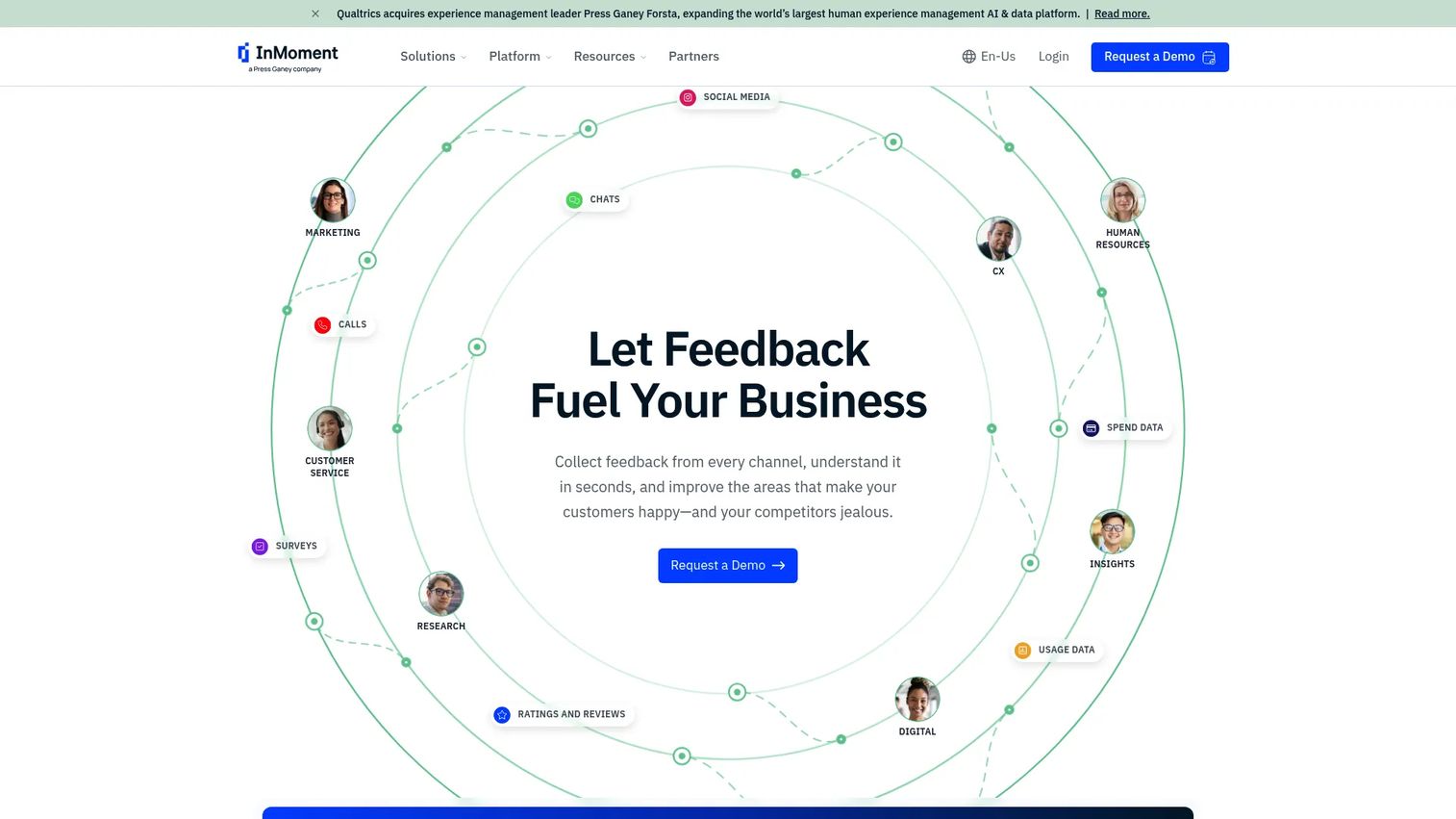 InMoment customer experience platform homepage