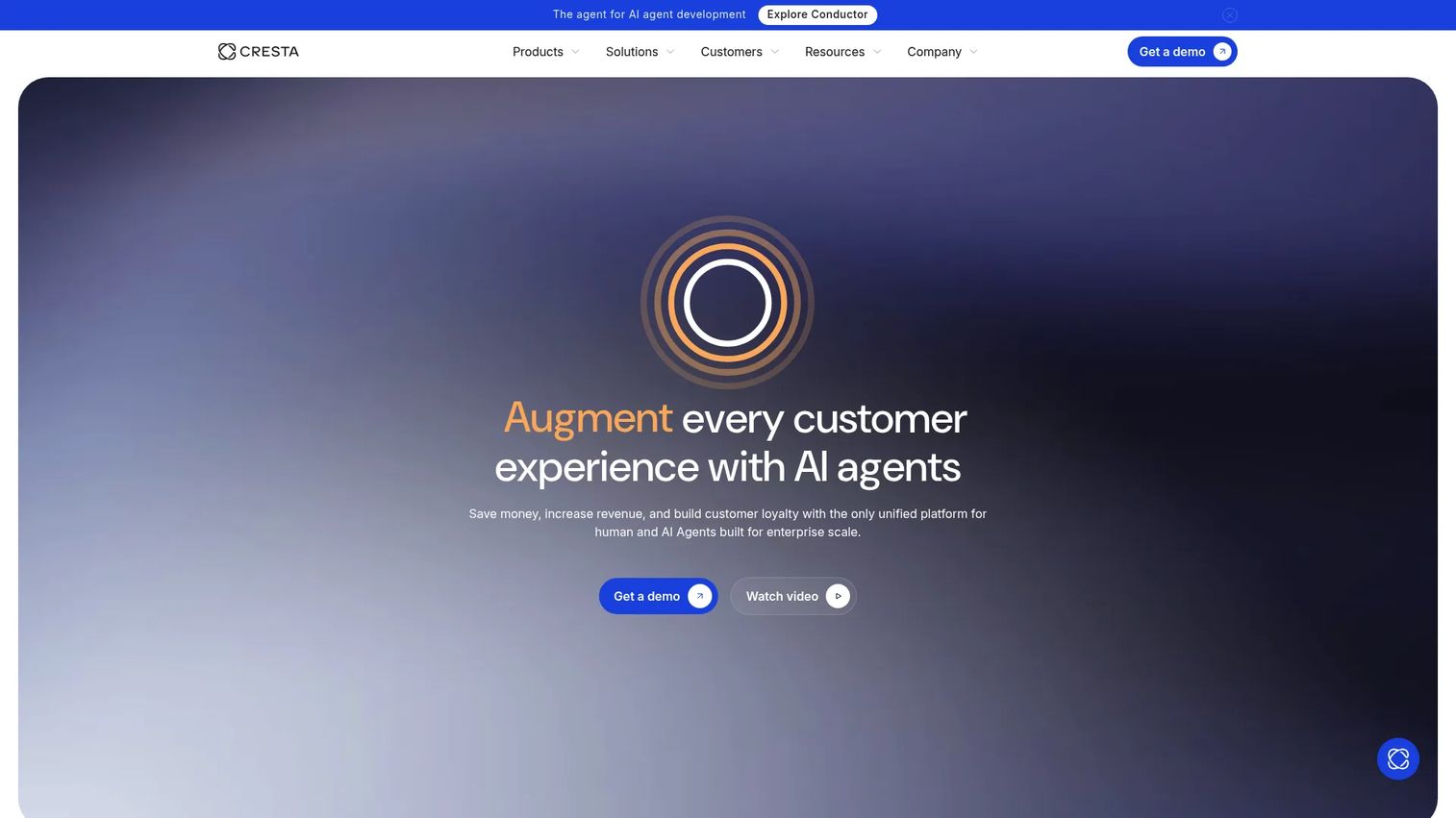 Cresta AI customer experience platform homepage