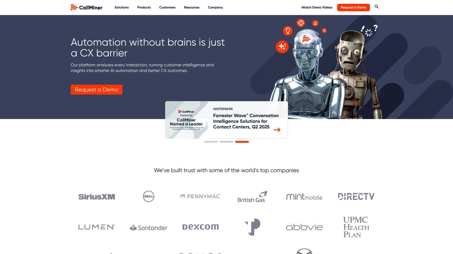 CallMiner conversation intelligence platform homepage