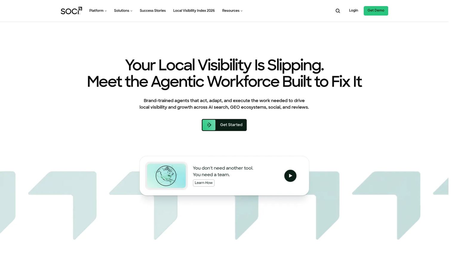 SOCi multi-location marketing and reputation platform homepage