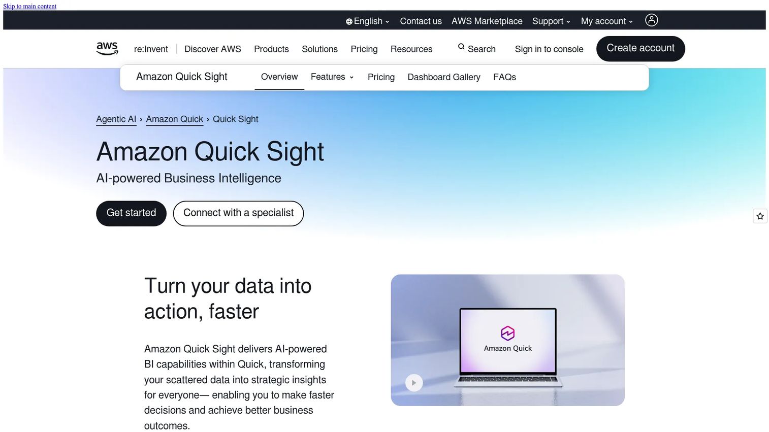 Amazon QuickSight embedded analytics