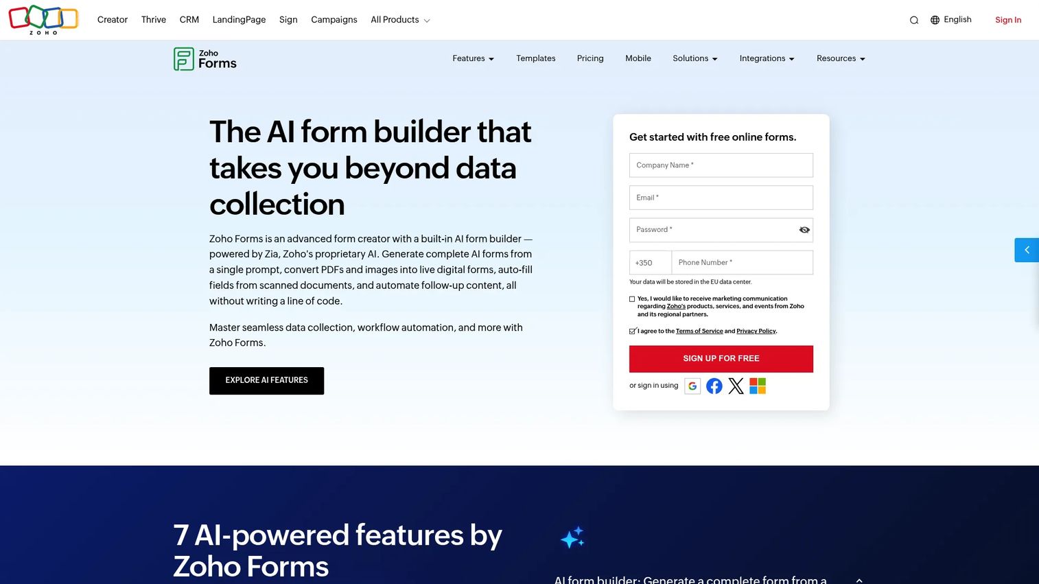 Zoho Forms online form builder