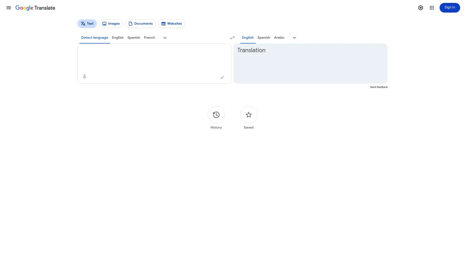 Google Translate translation tool