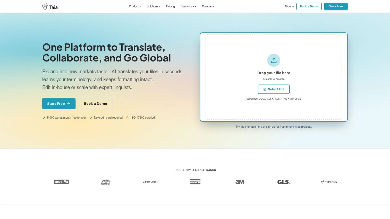 Taia website translation software
