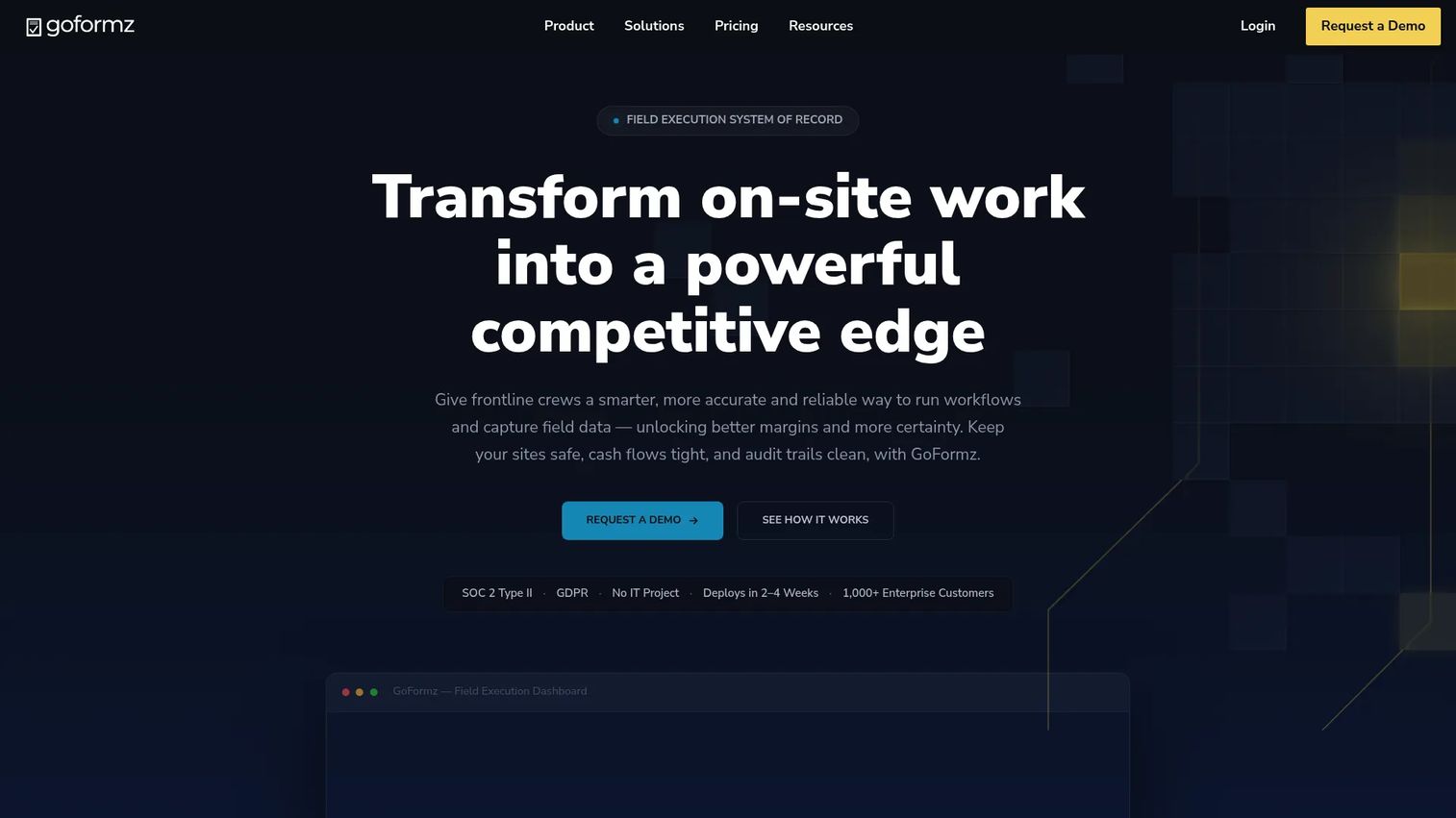 GoFormz digital forms platform homepage