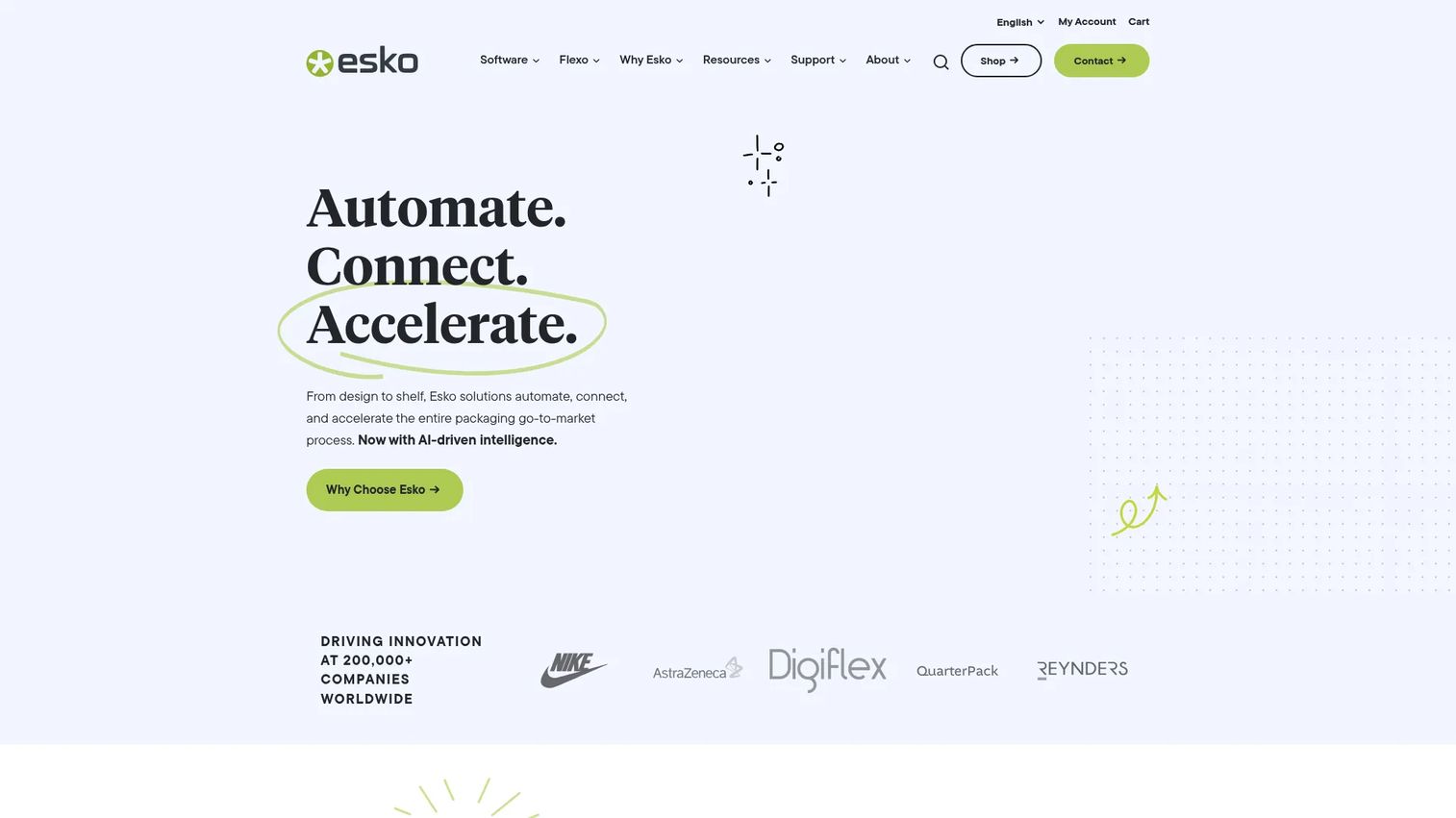 Esko WebCenter packaging artwork management homepage