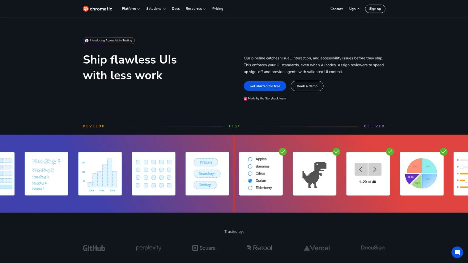 Chromatic visual testing and UI review