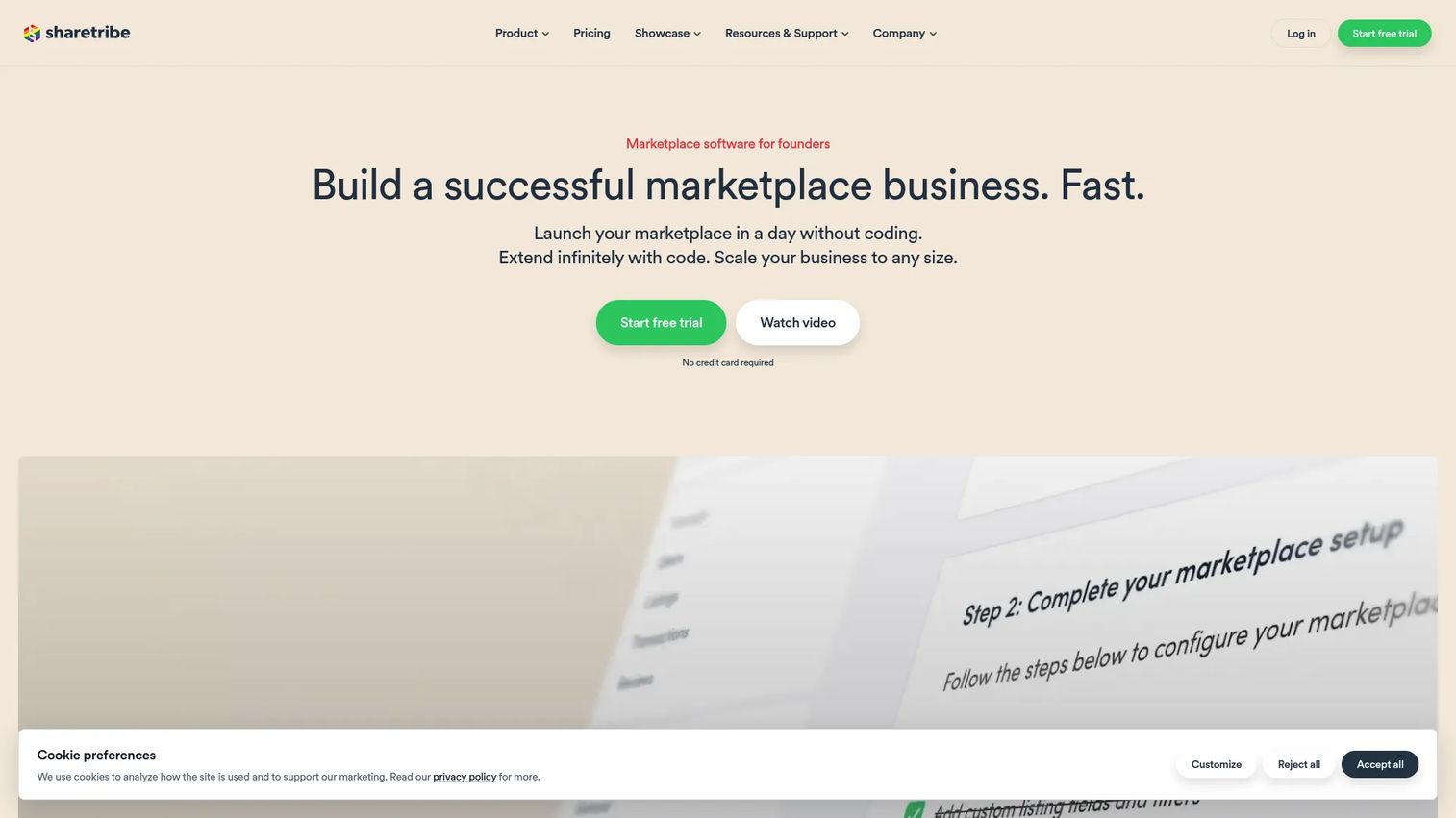 Sharetribe marketplace software homepage
