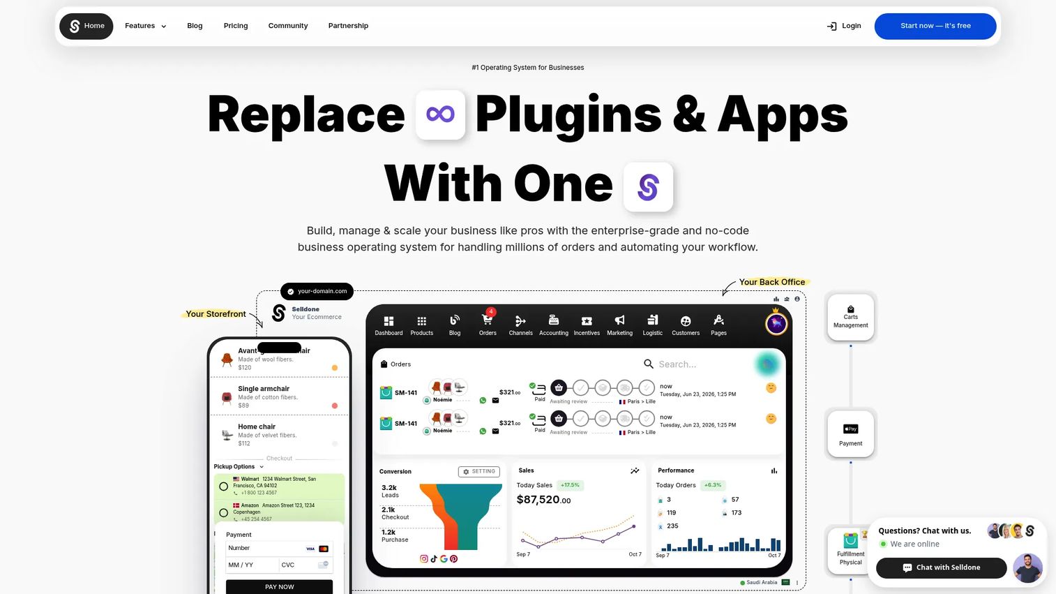 Selldone no-code ecommerce business operating system homepage