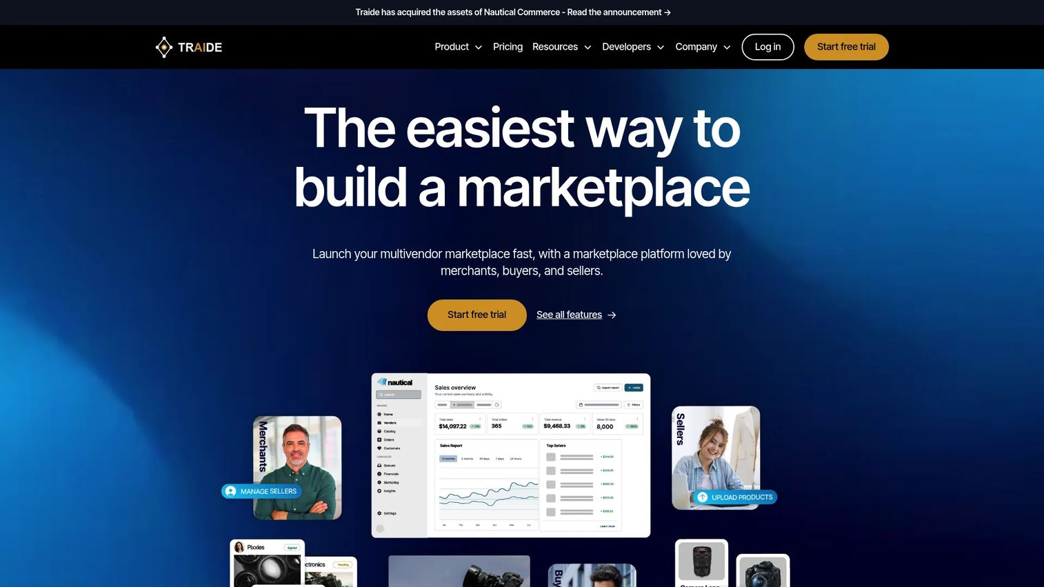 Nautical Commerce multi-vendor marketplace software homepage