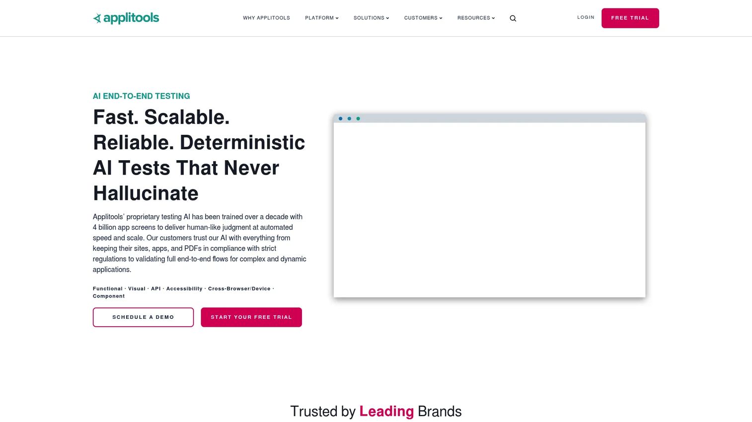 Applitools AI visual testing platform