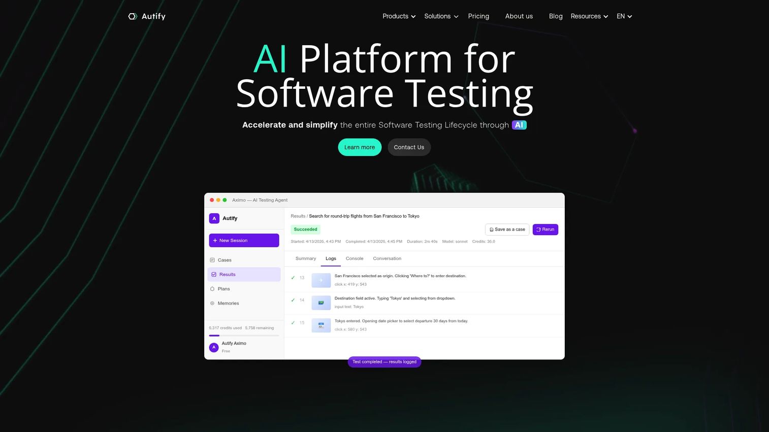 Autify AI testing platform