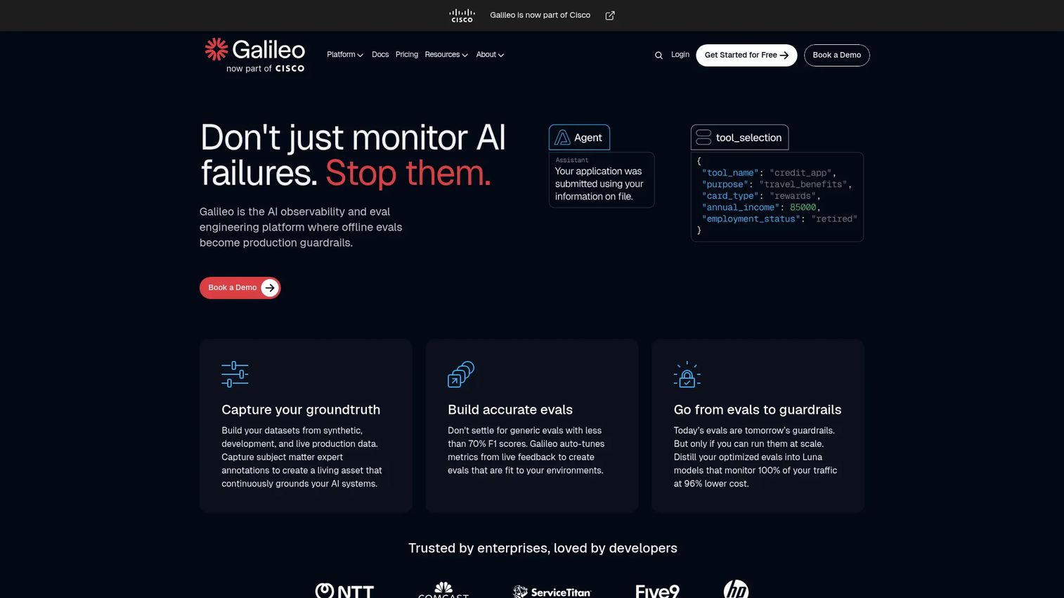 Galileo AI evaluation and guardrails platform