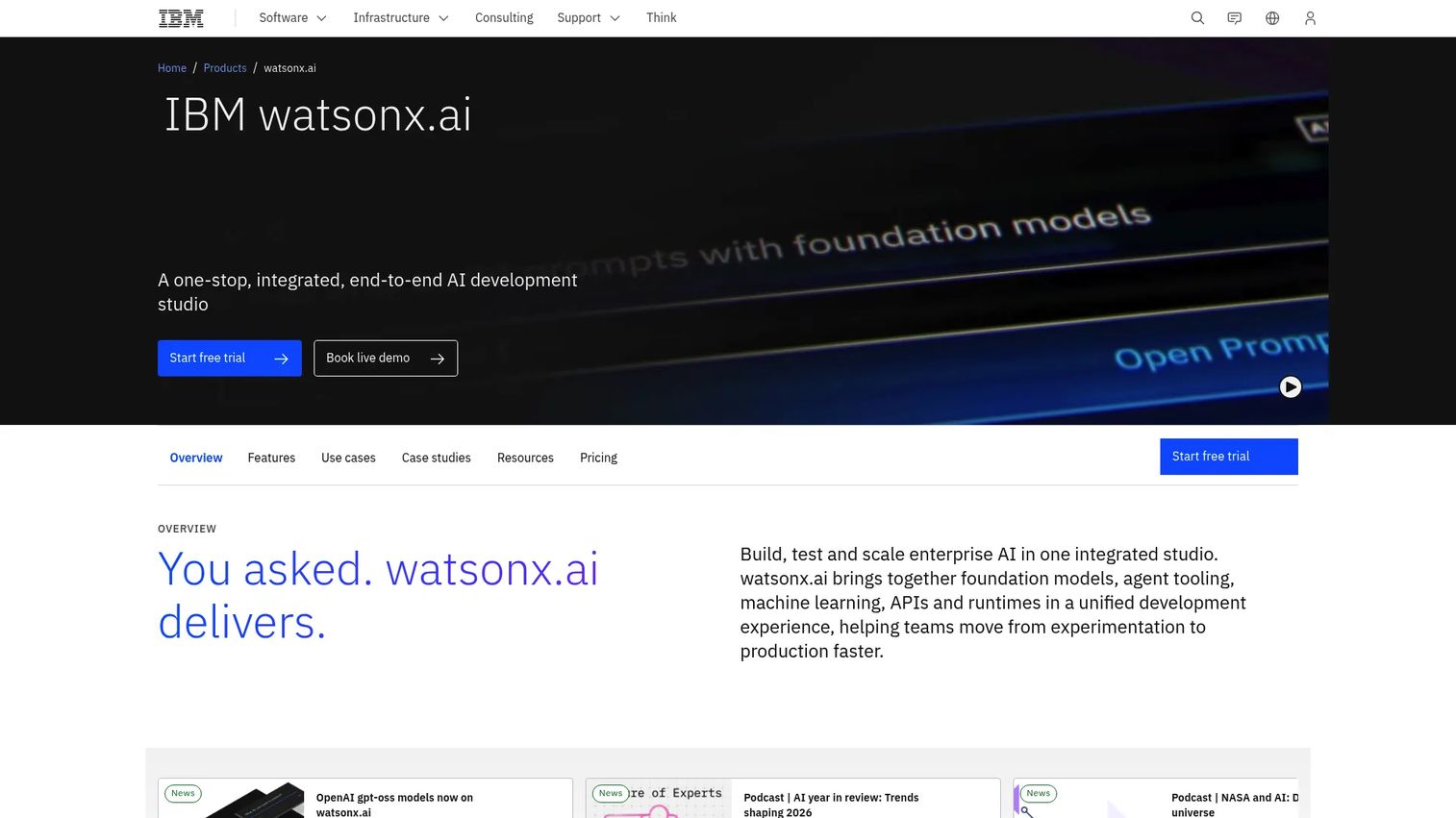 IBM watsonx.ai enterprise AI studio