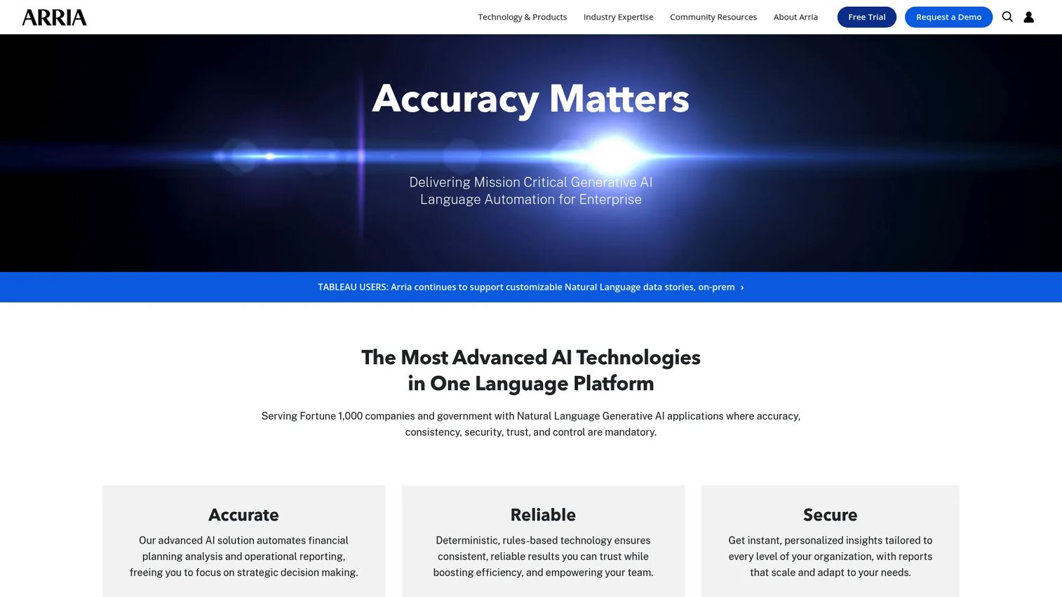 Arria NLG enterprise reporting software