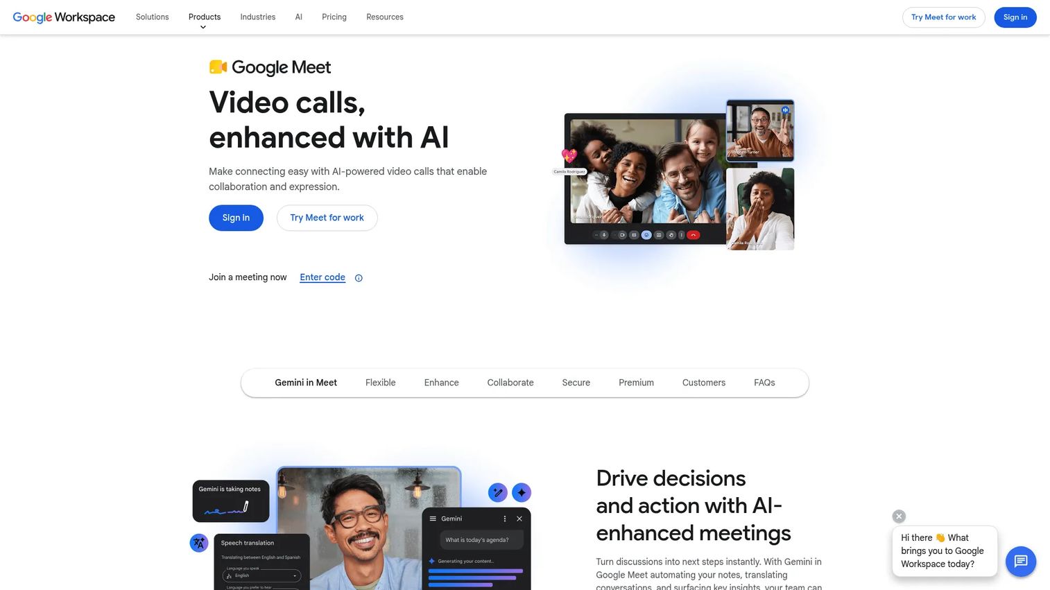 Google Meet video and audio conferencing