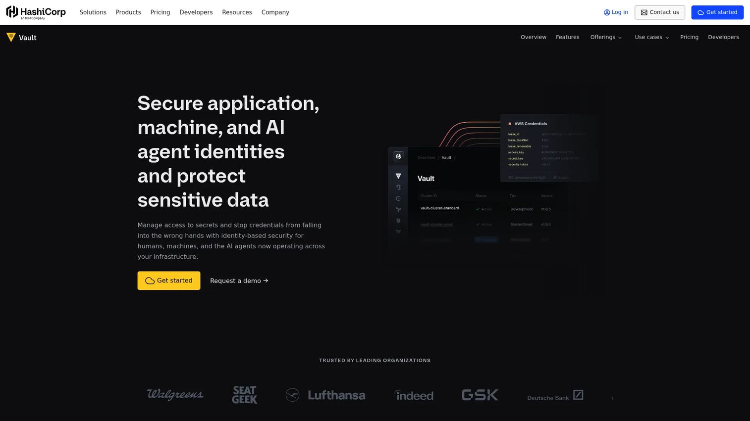 HashiCorp Vault secrets management and PKI homepage