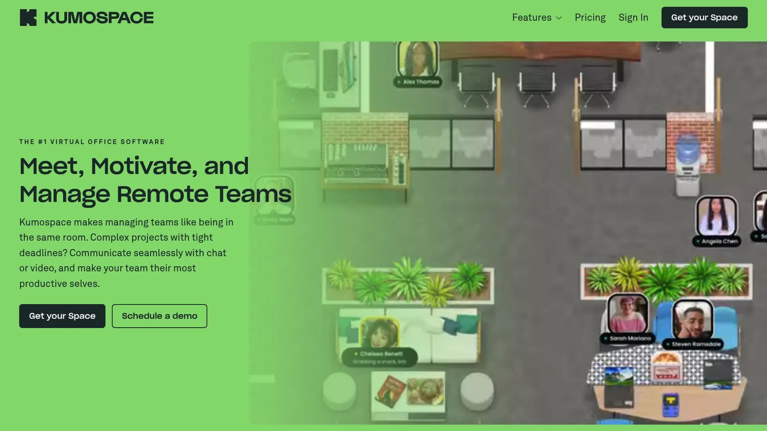Kumospace virtual office interface