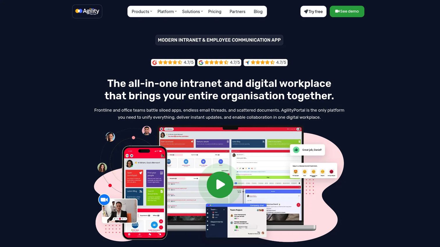 AgilityPortal digital workplace interface