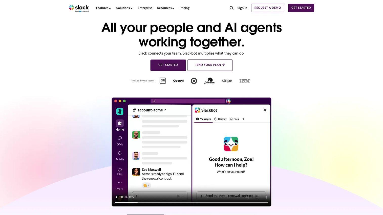 Slack team communication interface