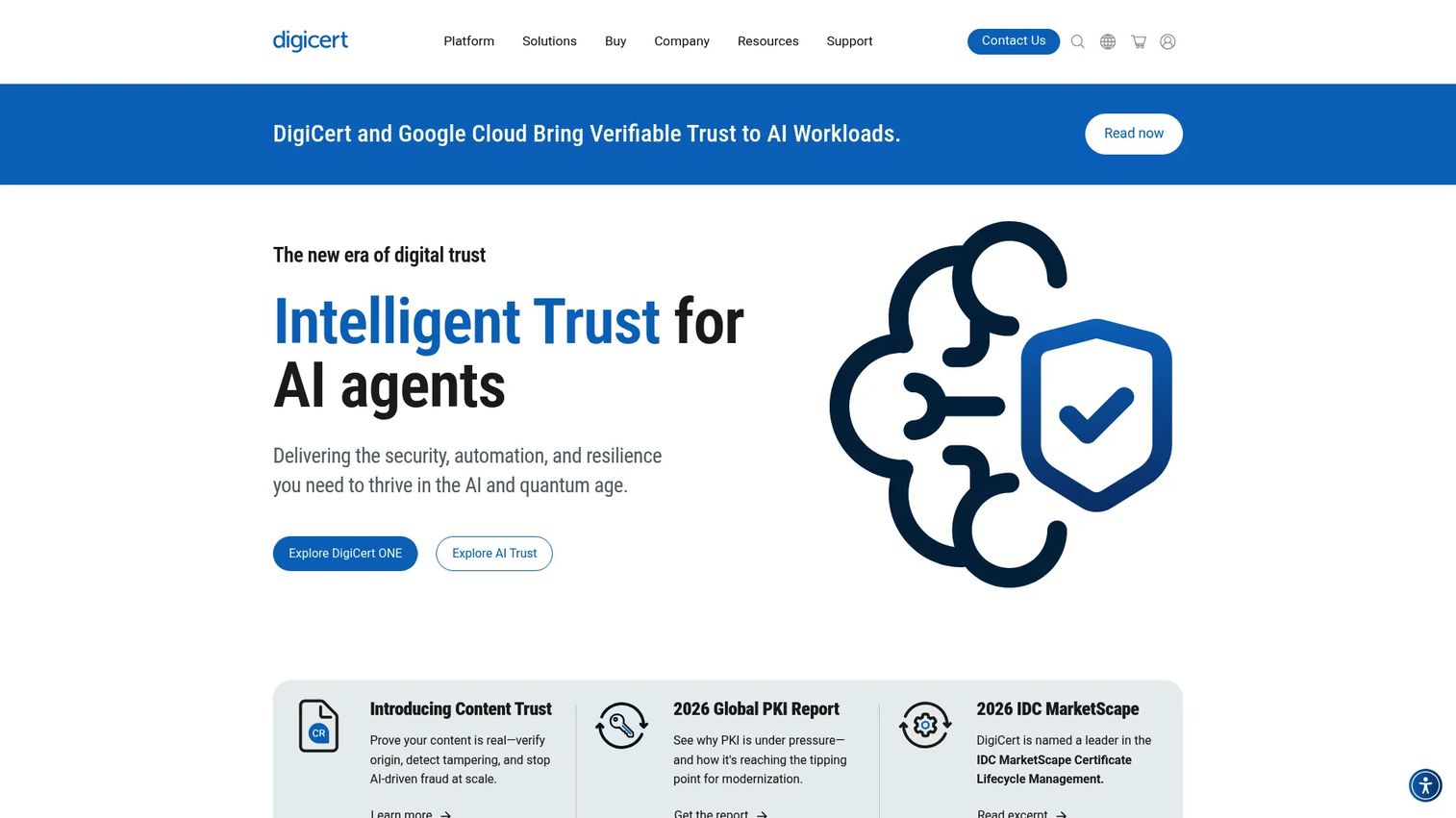 DigiCert digital trust and certificate management homepage
