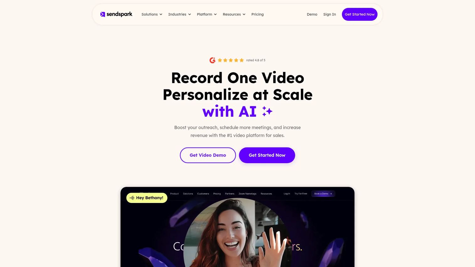 Sendspark personalized video platform