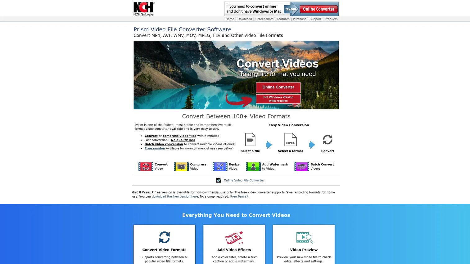 Prism Video File Converter interface showing batch video conversion on Windows