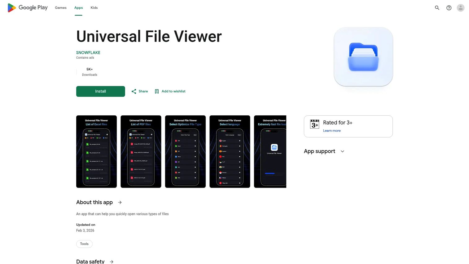 Universal File Viewer Android app for opening file types