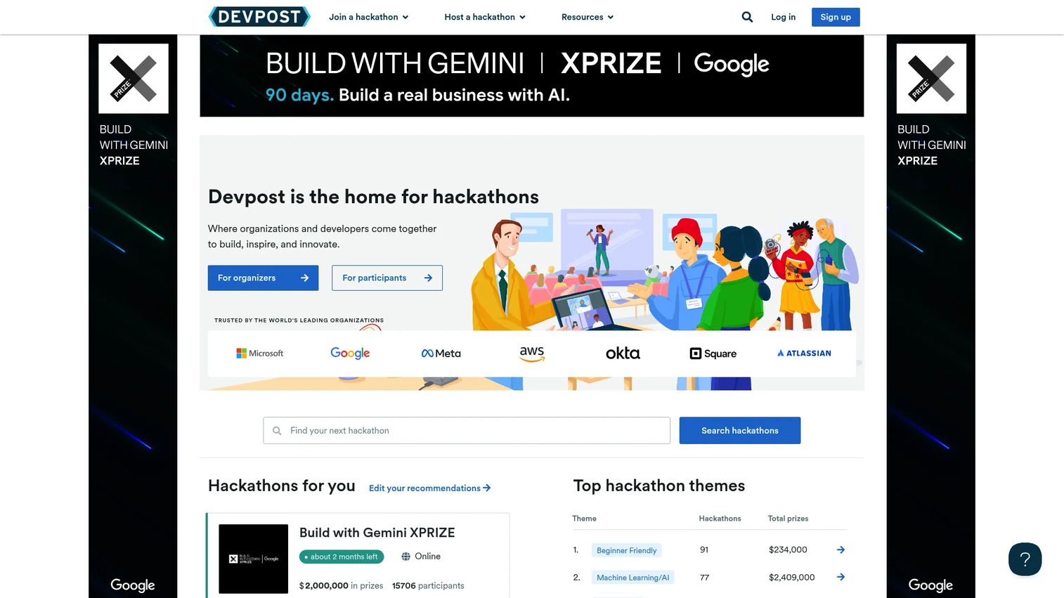 Devpost hackathon platform screenshot