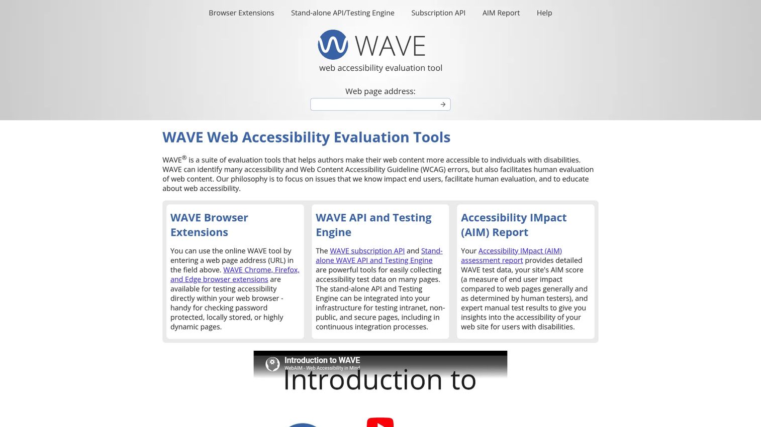 WAVE web accessibility evaluation tool results page