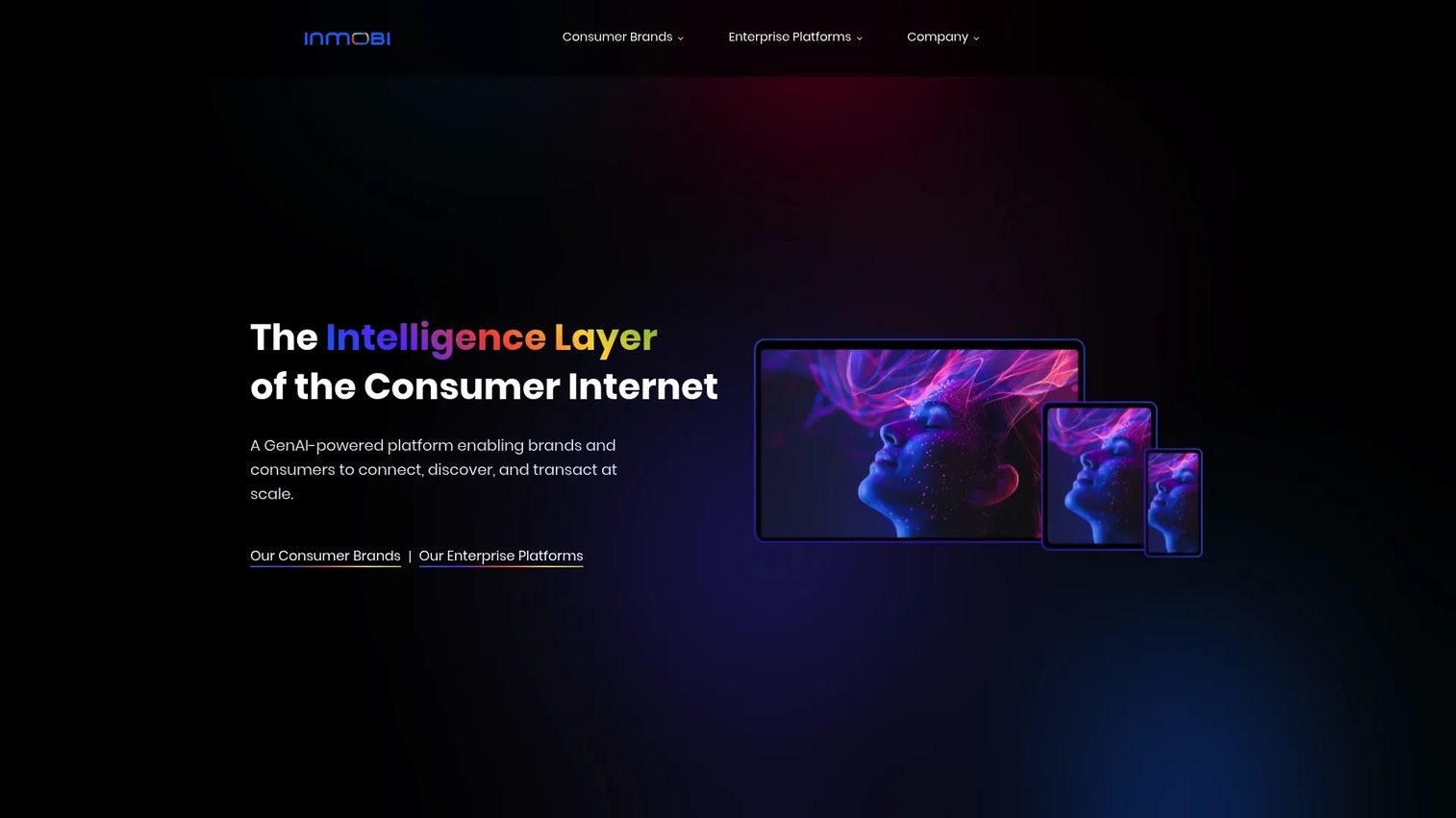 InMobi advertising and monetization platform homepage