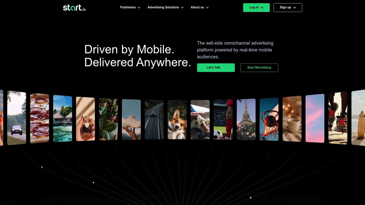 Start.io mobile audience monetization platform homepage