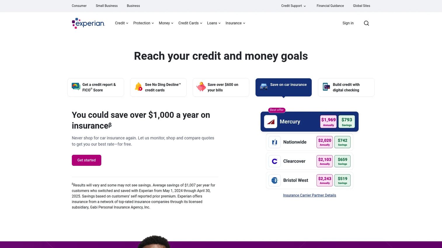 Experian Identity Resolution Solutions page showing offline and online data unification