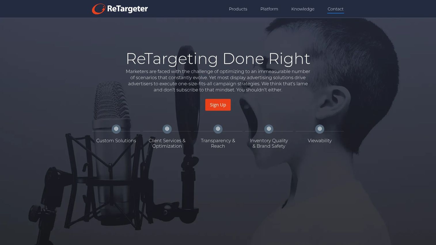 ReTargeter display retargeting platform interface