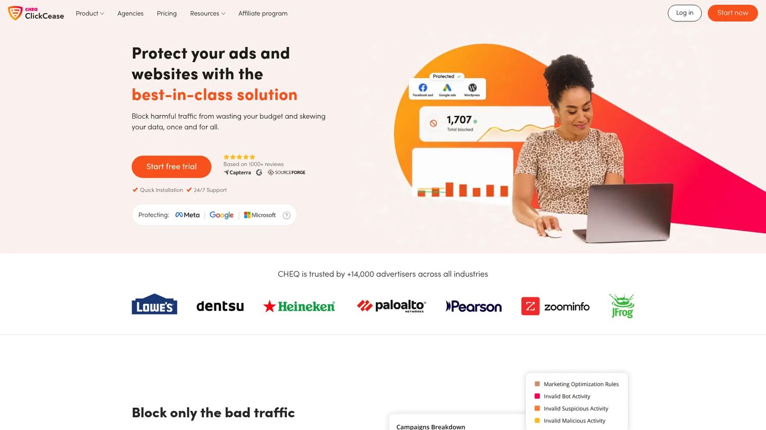 ClickCease click fraud protection dashboard