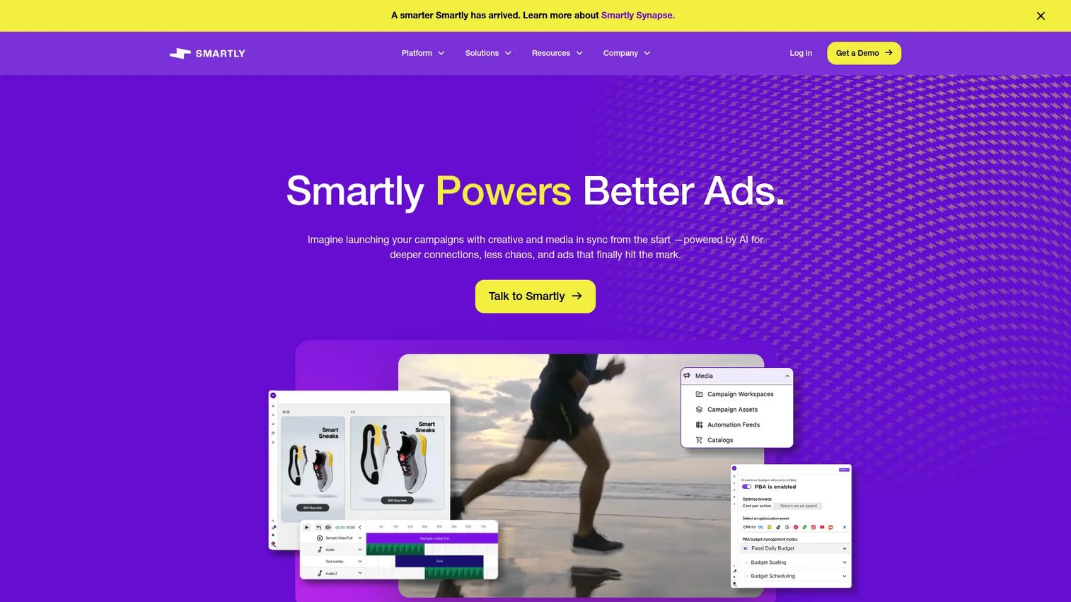 Smartly advertising platform homepage