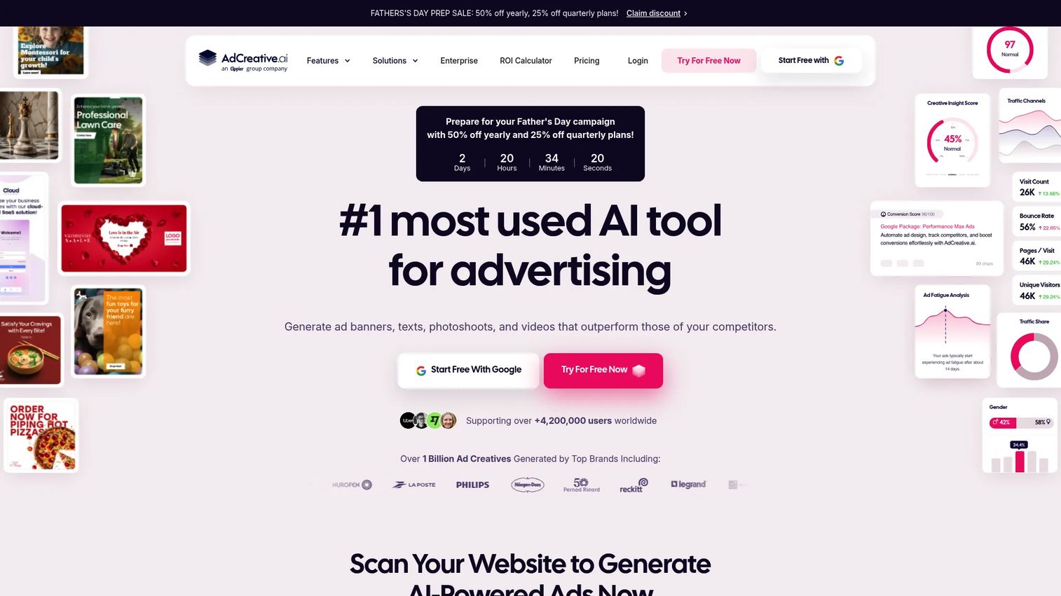 AdCreative.ai AI ad creative generation platform homepage