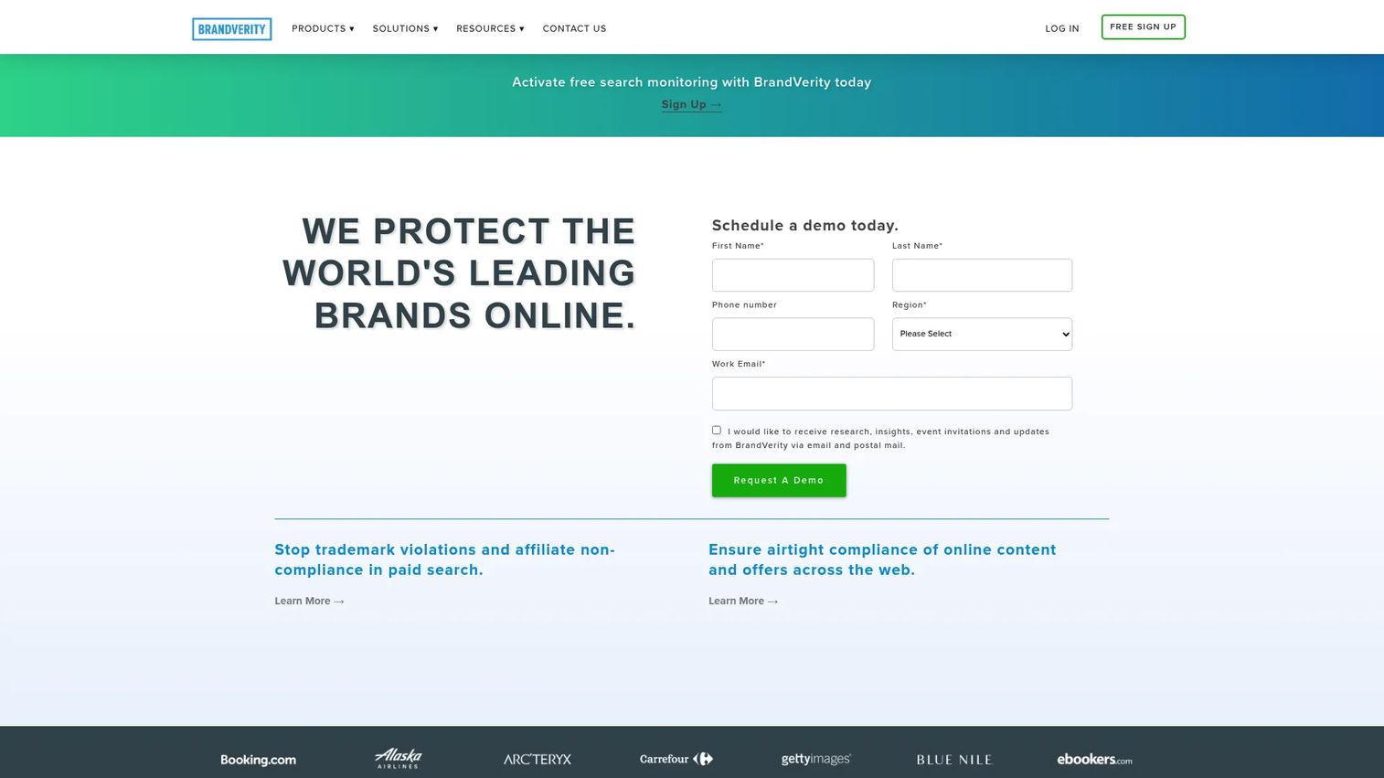 BrandVerity paid search brand protection homepage
