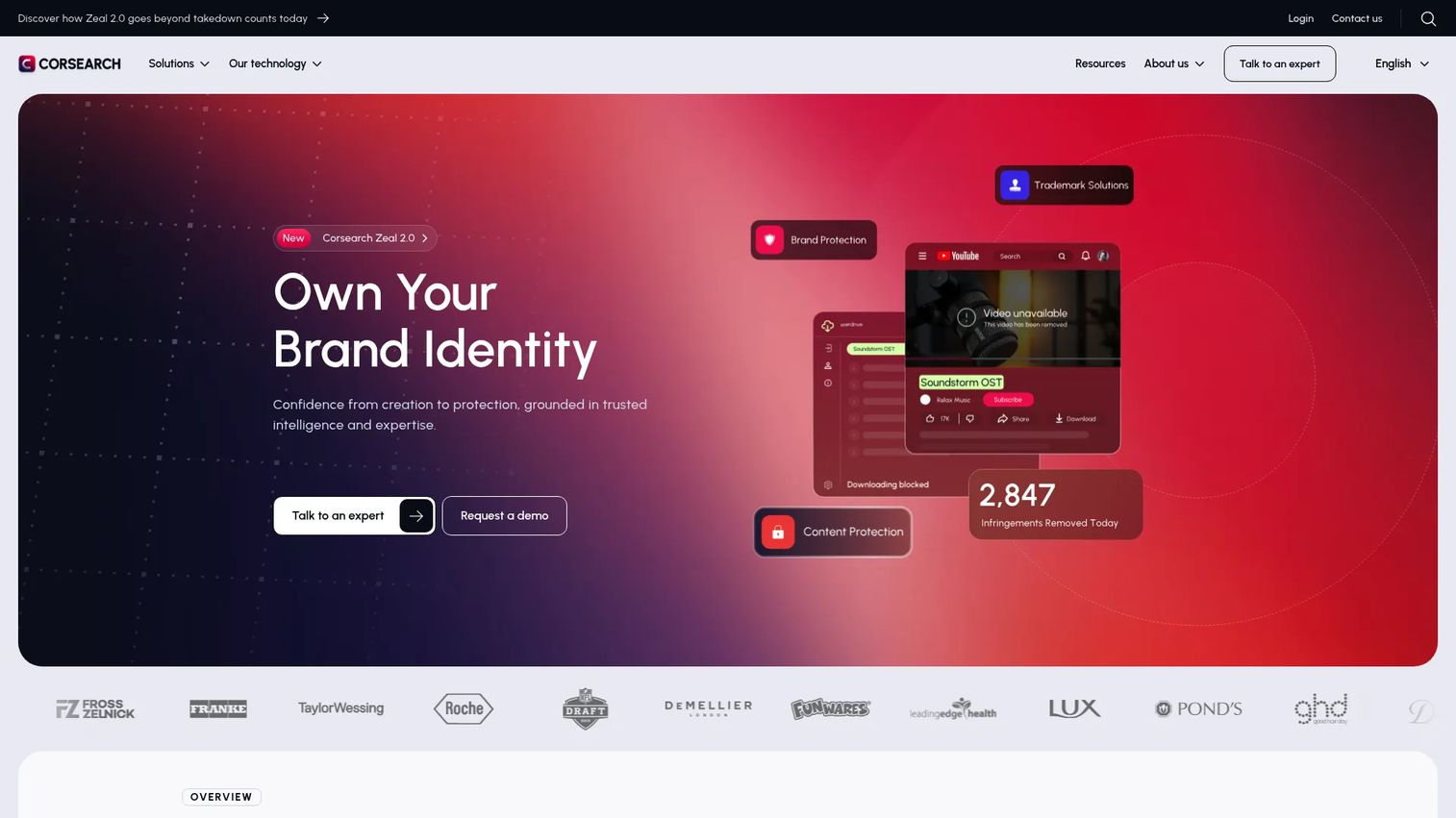Corsearch trademark and brand protection homepage