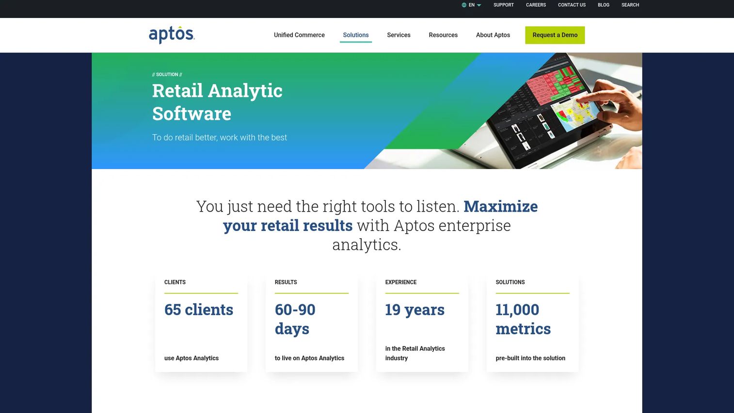 Aptos Analytics retail analytics product page