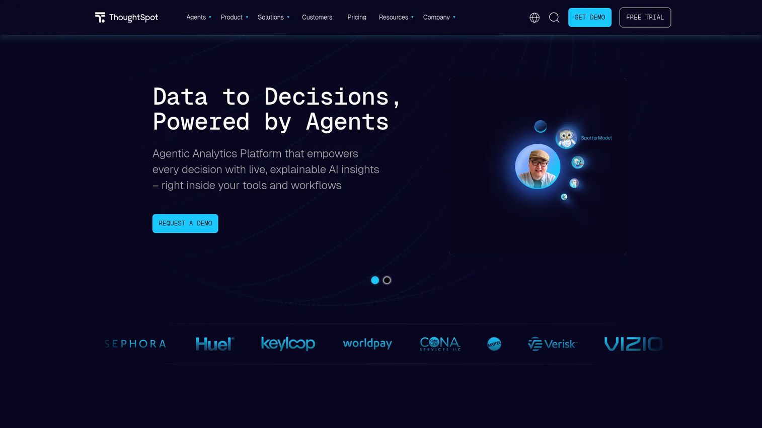 ThoughtSpot agentic analytics platform homepage