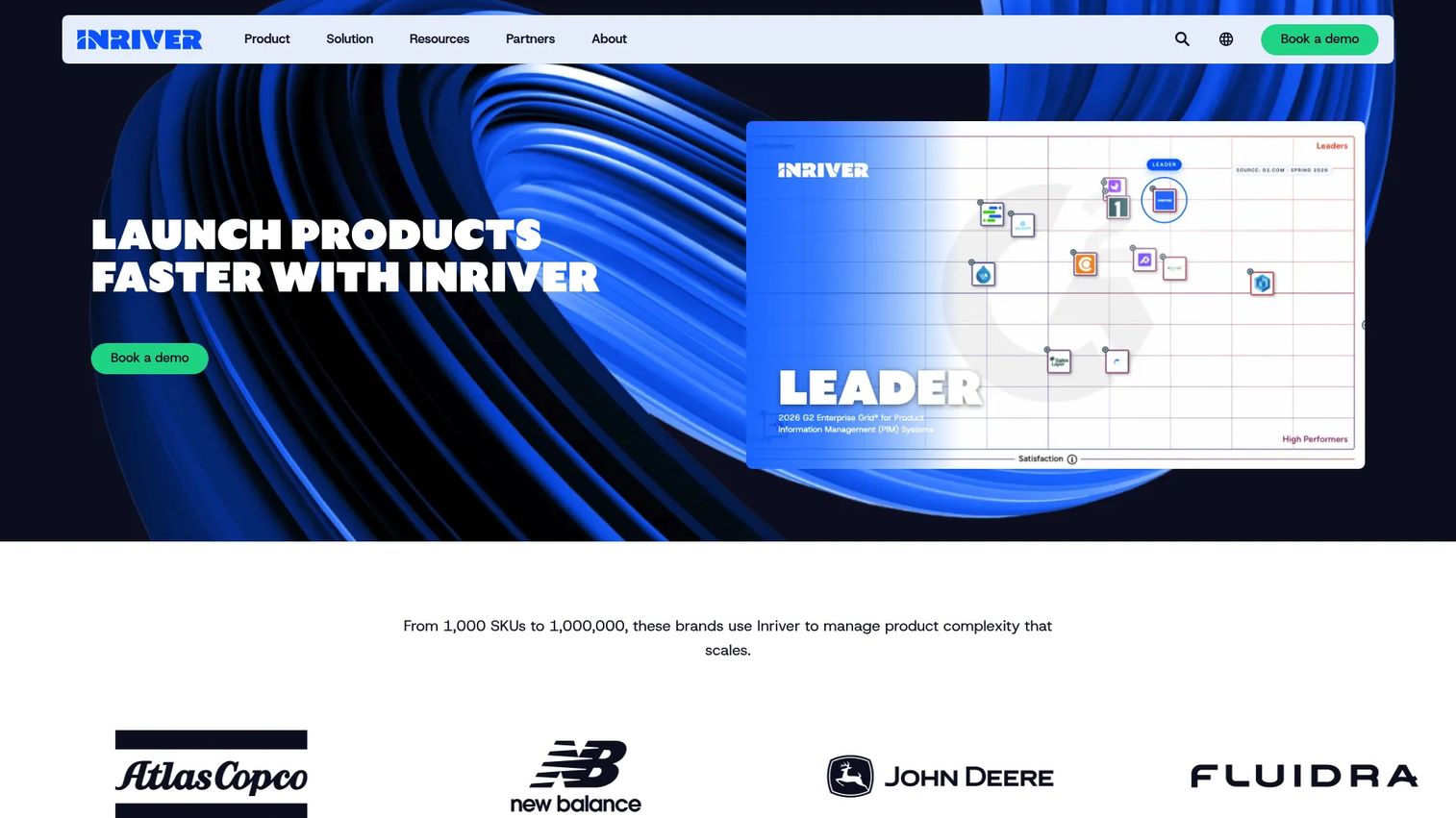 inriver PIM platform homepage