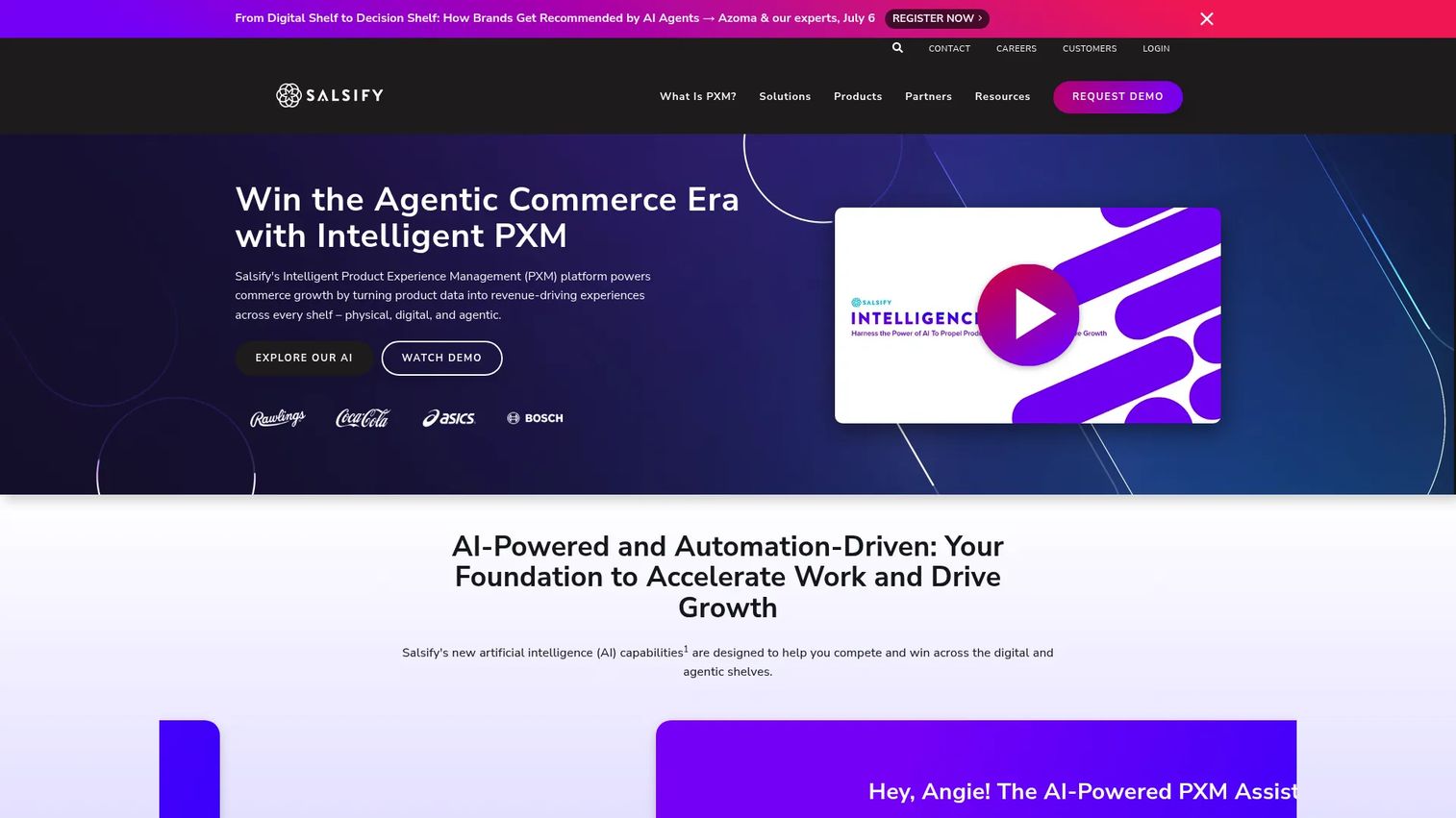 Salsify product experience management platform homepage