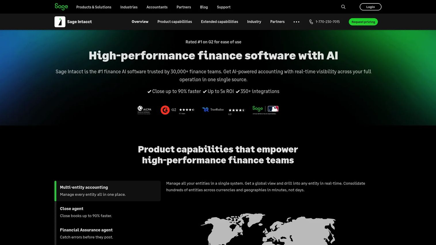 Sage Intacct cloud financial management homepage