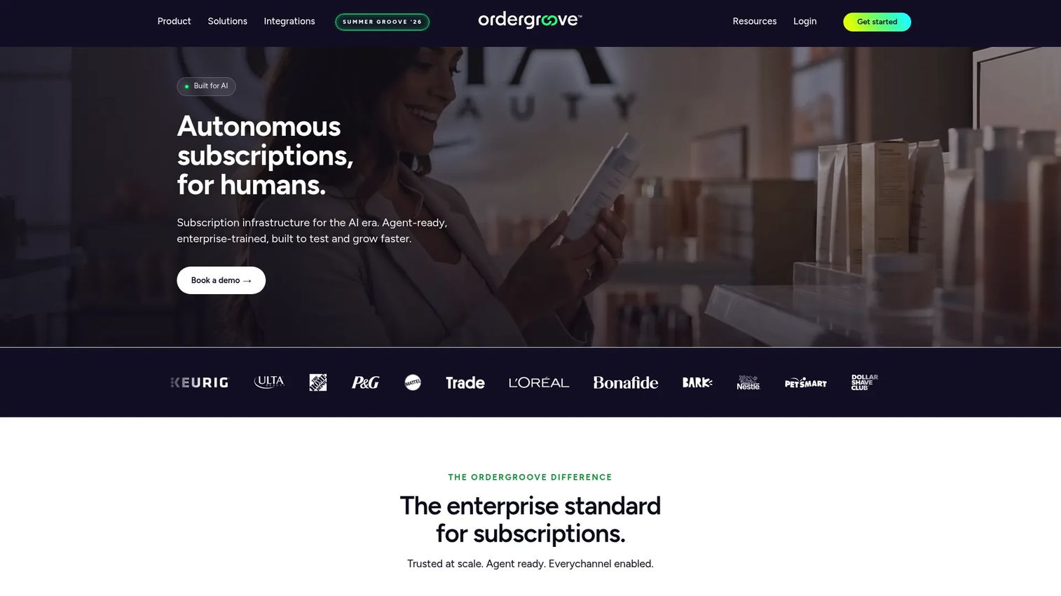 Ordergroove enterprise subscription commerce homepage