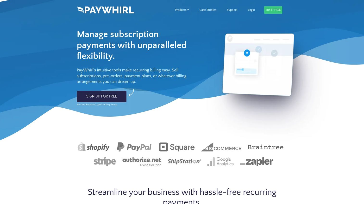 PayWhirl subscription billing and recurring payments homepage